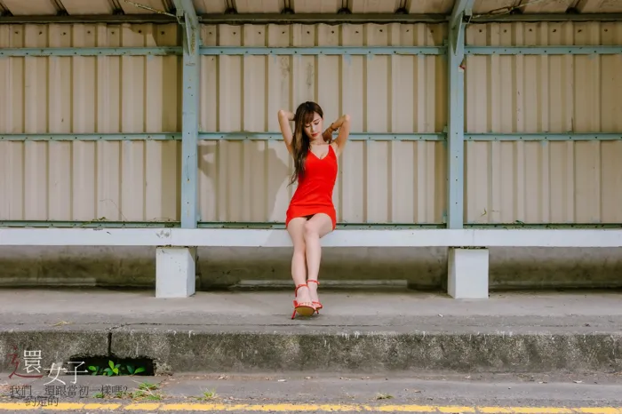 [Mzsock] NO.047 Abby red dress short skirt high heels beautiful legs outdoor shot street photography#[106P]-45